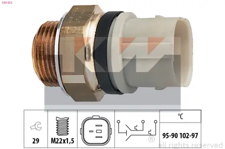 Radiator fan temperature switch. Датчик температуры вентилятора охлаждающей жидкости KW 550652