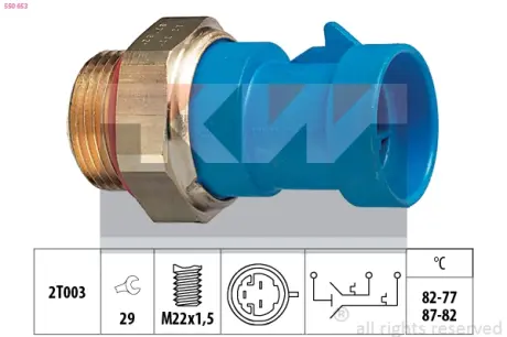 Radiator fan temperature switch. Датчик температуры вентилятора охлаждающей жидкости KW 550653