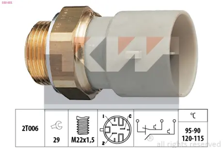 Radiator fan temperature switch. Датчик температуры вентилятора охлаждающей жидкости KW 550655