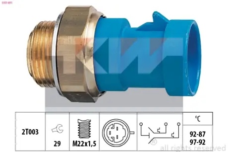 Radiator fan temperature switch. Датчик температуры вентилятора охлаждающей жидкости KW 550681