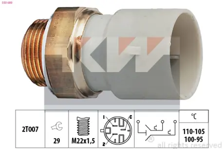 Radiator fan temperature switch. Датчик температуры вентилятора охлаждающей жидкости KW 550689