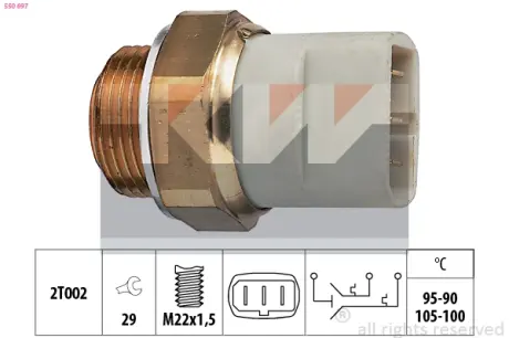 Radiator fan temperature switch. Датчик температуры вентилятора охлаждающей жидкости KW 550697