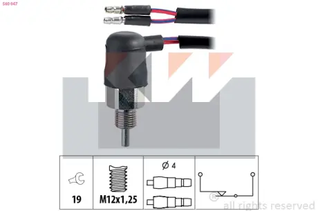 Reverse light switch. Выключатель фонаря заднего хода KW 560047