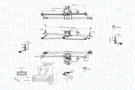 Механізм склоочисників передн (з мотором) FIAT DOBLO 03.01- MAGNETI MARELLI 064351763010