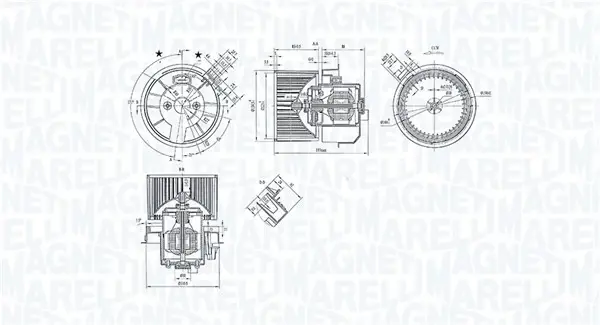Вентилятор салону DACIA DUSTER, LOGAN II, LOGAN MCV II, SANDERO II RENAULT CLIO IV, DUSTER, LOGAN I, LOGAN/STEPWAY II, SANDERO/STEPWAY II, THALIA III 0.9-2.0 02.08- MAGNETI MARELLI 069412247010 (фото 1)