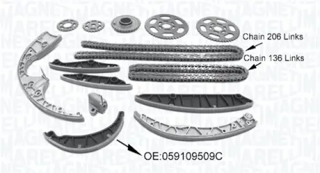 VW К-т ланцюга ГРМ TOUAREG 3.0 V6 TDI 10-, AUDI MAGNETI MARELLI 341500001590