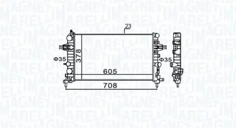 Радіатор двигуна OPEL ASTRA H, ASTRA H CLASSIC, ASTRA H GTC, ZAFIRA B, ZAFIRA B/MINIVAN 1.6-1.8LPG 03.04- MAGNETI MARELLI 350213159300