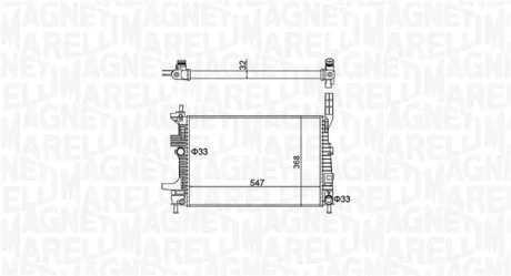 Радіатор двигуна (мкпп) FORD C-MAX II, FOCUS III, GRAND C-MAX, KUGA II, TOURNEO CONNECT V408 NADWOZIE WIELKO, TRANSIT CONNECT, TRANSIT CONNECT V408 1.5D/1.6D 07.10- MAGNETI MARELLI 350213159700