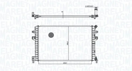 Радіатор двигуна (мкпп) AUDI A3, A3 ALLSTREET, Q2, Q3 SEAT ATECA, LEON, LEON SC, LEON ST, TARRACO SKODA KAROQ, KODIAQ I, OCTAVIA III, OCTAVIA IV, SUPERB III, SUPERB IV VW ARTEON 1.0-2.0D 04.12- MAGNETI MARELLI 350213166300