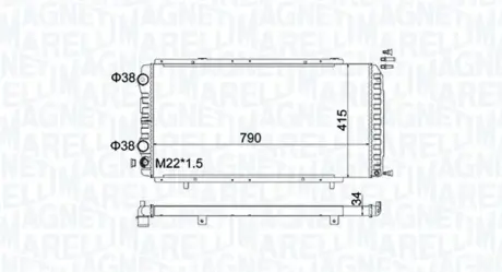 Радіатор двигуна (мкпп) CITROEN JUMPER I FIAT DUCATO PEUGEOT BOXER 1.9D-3.0D 02.94- MAGNETI MARELLI 350213180900
