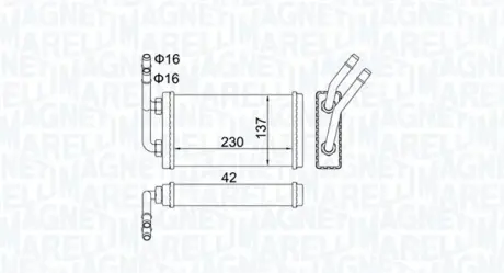 Радіатор пічки FORD TRANSIT, TRANSIT TOURNEO 2.0/2.4D/2.5D 06.94-12.00 MAGNETI MARELLI 350218406000