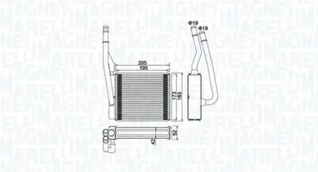 Радіатор пічки FORD TOURNEO CONNECT, TRANSIT CONNECT 1.8/1.8D 06.02-12.13 MAGNETI MARELLI 350218414000