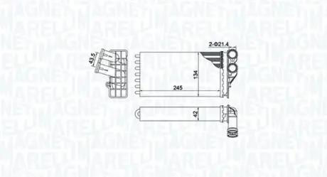 Радіатор пічки CITROEN C4, C4 I PEUGEOT 307 1.4-2.0D 08.00-04.12 MAGNETI MARELLI 350218430000