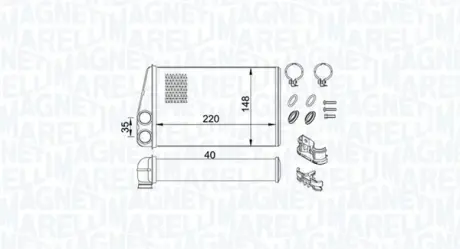 Радіатор пічки RENAULT GRAND SCENIC II, MEGANE II, MEGANE II/KOMBI, SCENIC II 1.4-2.0D 09.02- MAGNETI MARELLI 350218438000