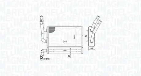 Радіатор пічки FORD TRANSIT, TRANSIT TOURNEO 2.2D-3.2D 04.06-12.14 MAGNETI MARELLI 350218450000