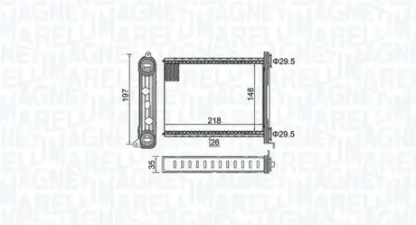 Радіатор пічки RENAULT GRAND SCENIC III, MEGANE, MEGANE III, MODUS, SCENIC III, TRAFIC III 1.2-2.0D 05.08- MAGNETI MARELLI 350218464000