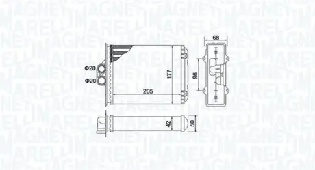 Радіатор пічки OPEL VECTRA B 1.6-2.6 09.95-07.03 MAGNETI MARELLI 350218482000