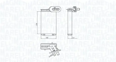 Радіатор пічки AUDI A3 SEAT AROSA, CORDOBA, CORDOBA VARIO, IBIZA II, INCA, TOLEDO I SKODA OCTAVIA I VW CADDY II, CADDY II/MINIVAN, CORRADO, GOLF II, GOLF III, GOLF IV 1.0-Electric 08.80-12.10 MAGNETI MARELLI 350218494000