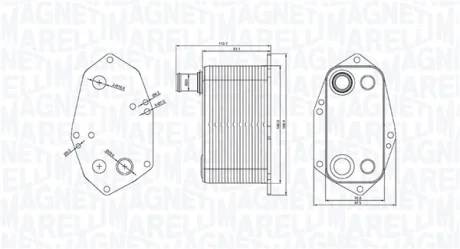 Масляний радіатор BMW 3 (E46), 5 (E39), 7 (E38), X5 (E53) 2.5D/3.0D 08.98-09.06 MAGNETI MARELLI 350300000200