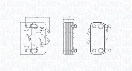 Масляний радіатор OPEL ASTRA G, ASTRA G/KOMBI, SIGNUM, SINTRA, VECTRA B, VECTRA C, VECTRA C GTS, ZAFIRA A SAAB 9-3, 9-5 2.0D/2.2D 11.96-02.15 MAGNETI MARELLI 350300002100