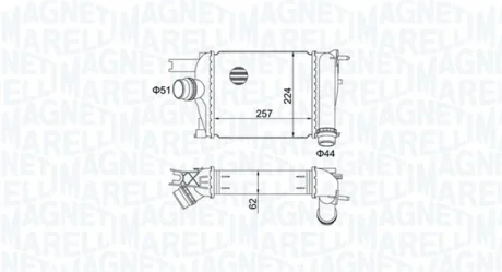 Інтеркулер DACIA DOKKER, DUSTER, LODGY, LOGAN II, LOGAN MCV II, SANDERO II RENAULT ARKANA I, CAPTUR I, CLIO IV, DUSTER, LODGY, LOGAN I, LOGAN/STEPWAY II, SANDERO/STEPWAY II 0.9-1.6LPG 02.08- MAGNETI MARELLI 351319205170