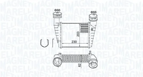 Інтеркулер SKODA SUPERB I VW PASSAT B5, PASSAT B5.5 1.9D/2.0D 02.00-03.08 MAGNETI MARELLI 351319205210