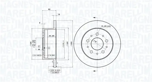 Тормозной диск MAGNETI MARELLI 360406023500 (фото 1)