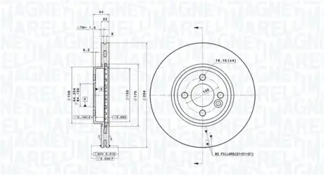 Тормозной диск MAGNETI MARELLI 360406069300