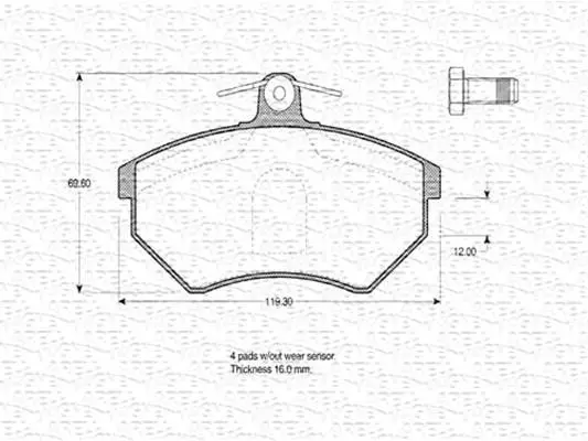 Комплект тормозных колодок, дисковый тормоз MAGNETI MARELLI 363702160273 (фото 1)