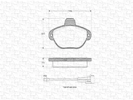 Комплект тормозных колодок, дисковый тормоз MAGNETI MARELLI 363702160298 (фото 1)