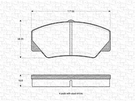 Комплект тормозных колодок, дисковый тормоз MAGNETI MARELLI 363702160800 (фото 1)