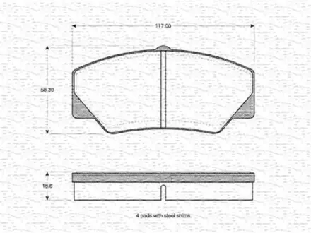 Комплект тормозных колодок, дисковый тормоз MAGNETI MARELLI 363702160800