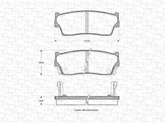 Комплект тормозных колодок, дисковый тормоз MAGNETI MARELLI 363702160966 (фото 1)