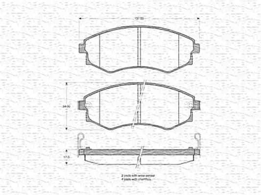 комплект тормозных колодок, дисковый тормоз MAGNETI MARELLI 363702160974 - фото 1