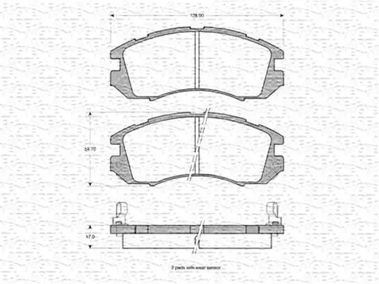 Комплект тормозных колодок, дисковый тормоз MAGNETI MARELLI 363702161008 (фото 1)