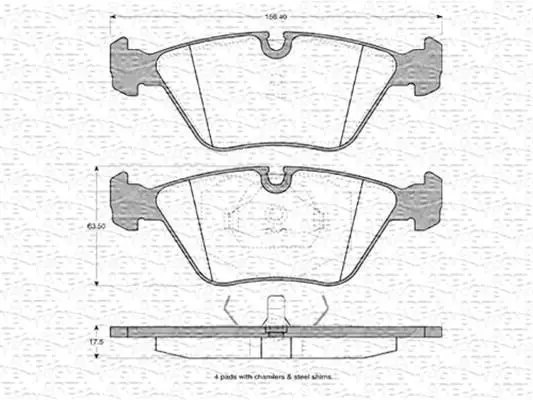 Комплект тормозных колодок, дисковый тормоз MAGNETI MARELLI 363702161017 (фото 1)