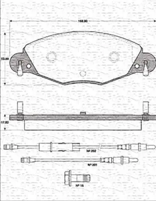 Комплект тормозных колодок, дисковый тормоз MAGNETI MARELLI 363702161224 (фото 1)