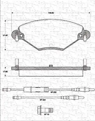 Комплект тормозных колодок, дисковый тормоз MAGNETI MARELLI 363702161225 (фото 1)
