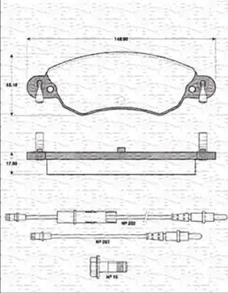 Комплект тормозных колодок, дисковый тормоз MAGNETI MARELLI 363702161226