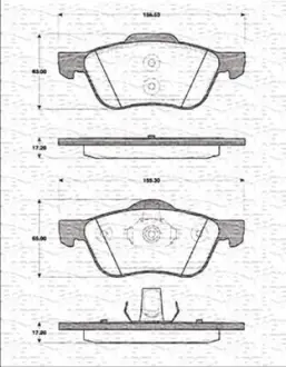 Комплект тормозных колодок, дисковый тормоз MAGNETI MARELLI 363702161233