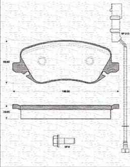 Комплект тормозных колодок, дисковый тормоз MAGNETI MARELLI 363702161235