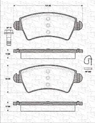 Комплект тормозных колодок, дисковый тормоз MAGNETI MARELLI 363702161286 (фото 1)