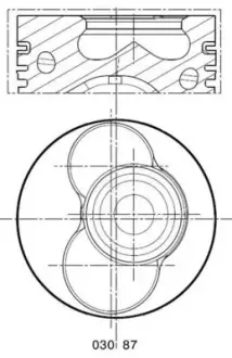 Поршень з кільцями VAG 80.00 1.9TDI AXC-AXB-ASZ-ARL T5 03- (CYL 3-4) TRAPEZ (вир-во Mahle) MAHLE 030 87 02