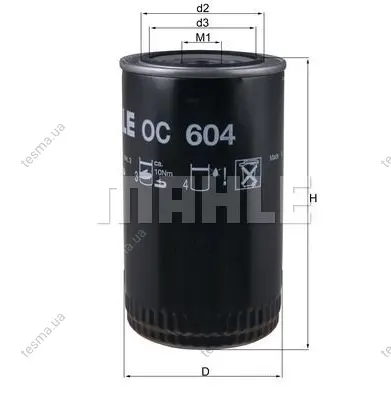 фільтр масляний MAHLE OC604 - фото 1