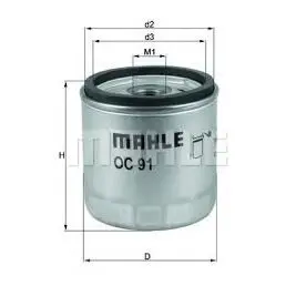 Фильтр масляный MAHLE OC91D1