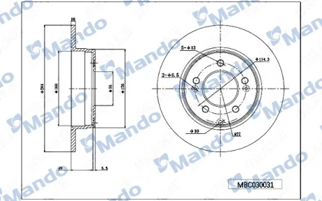 Диск тормозной MANDO MBC030031