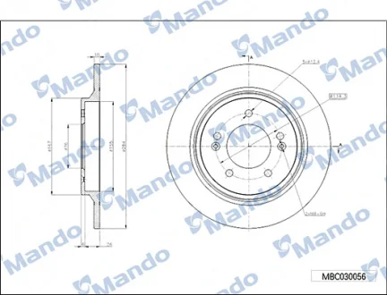 Диск тормозной MANDO MBC030056