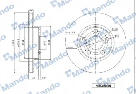 Диск тормозной MANDO MBC030201