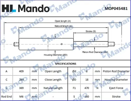 Амортизатор багажника MANDO MOP045481