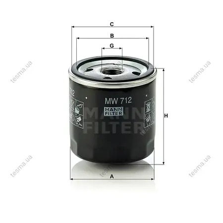 Фільтр масляний MANN-FILTER MW712 (фото 1)